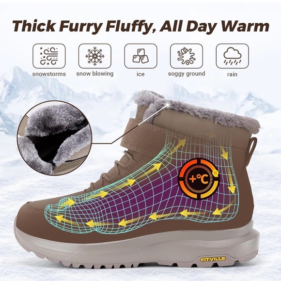 FitVille Wide Width Mens Winter Boots Fur Lined Diabetic shoe 15 x-wide / 571 - Picture 10 of 11